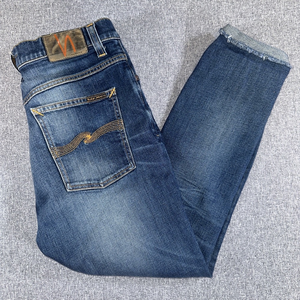 Nudie Jeans Co Grim Tim Pants Mens 30x32 Black Corduroy Stretch Made in Italy
